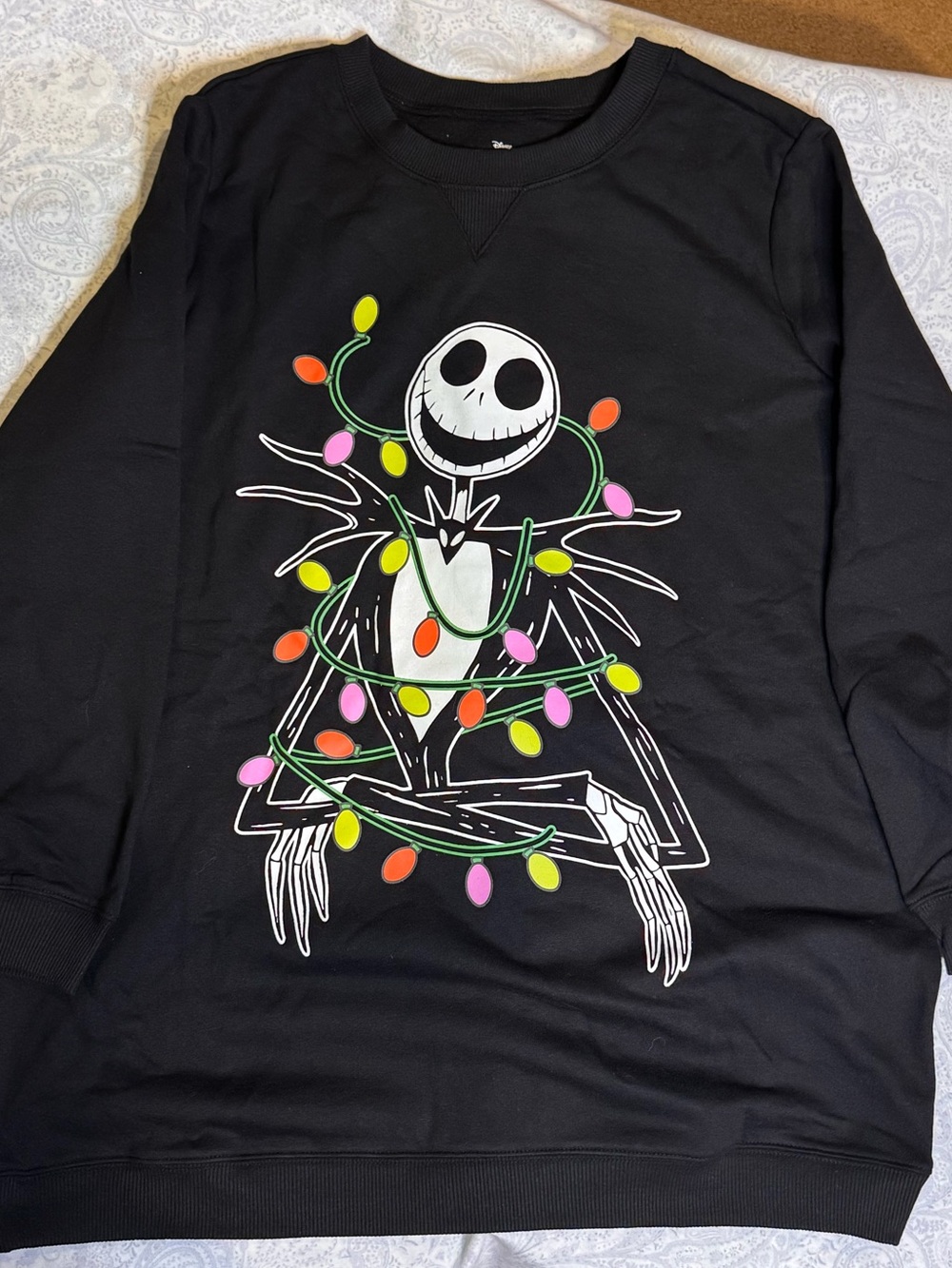Nightmare Before Christmas Jack Skellington Holiday Lights Oversized Sweatshirt